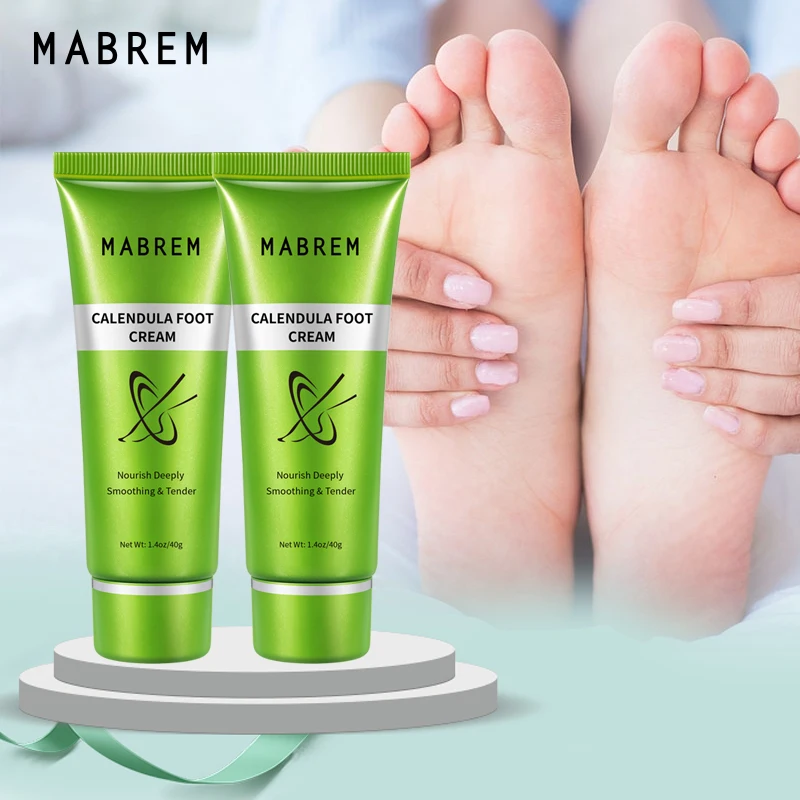 

2PCSMABREM Foot Treatment Cream Whitening Anti-cracking Moisturizing Foot Care Exfoliating Scrub Anti-dry Repair Calendula Olive