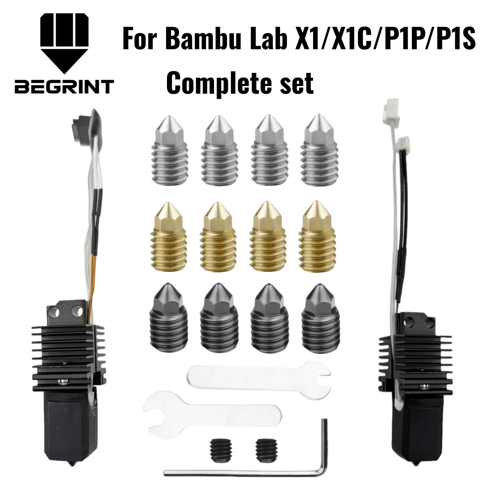 Фото Полный Hotend для Bambu Lab X1 X1C P1P P1S с термистором и насадкой из закаленной стали Полный Bamboo Lab X1 Carbon Hot End №1