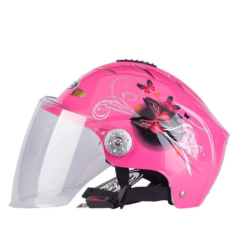 

Lightweight Motorcycle Helmet Butterfly Pattern Electric Vehicle Helmet Summer Half Cover Helmet UV Protection Sunscreen