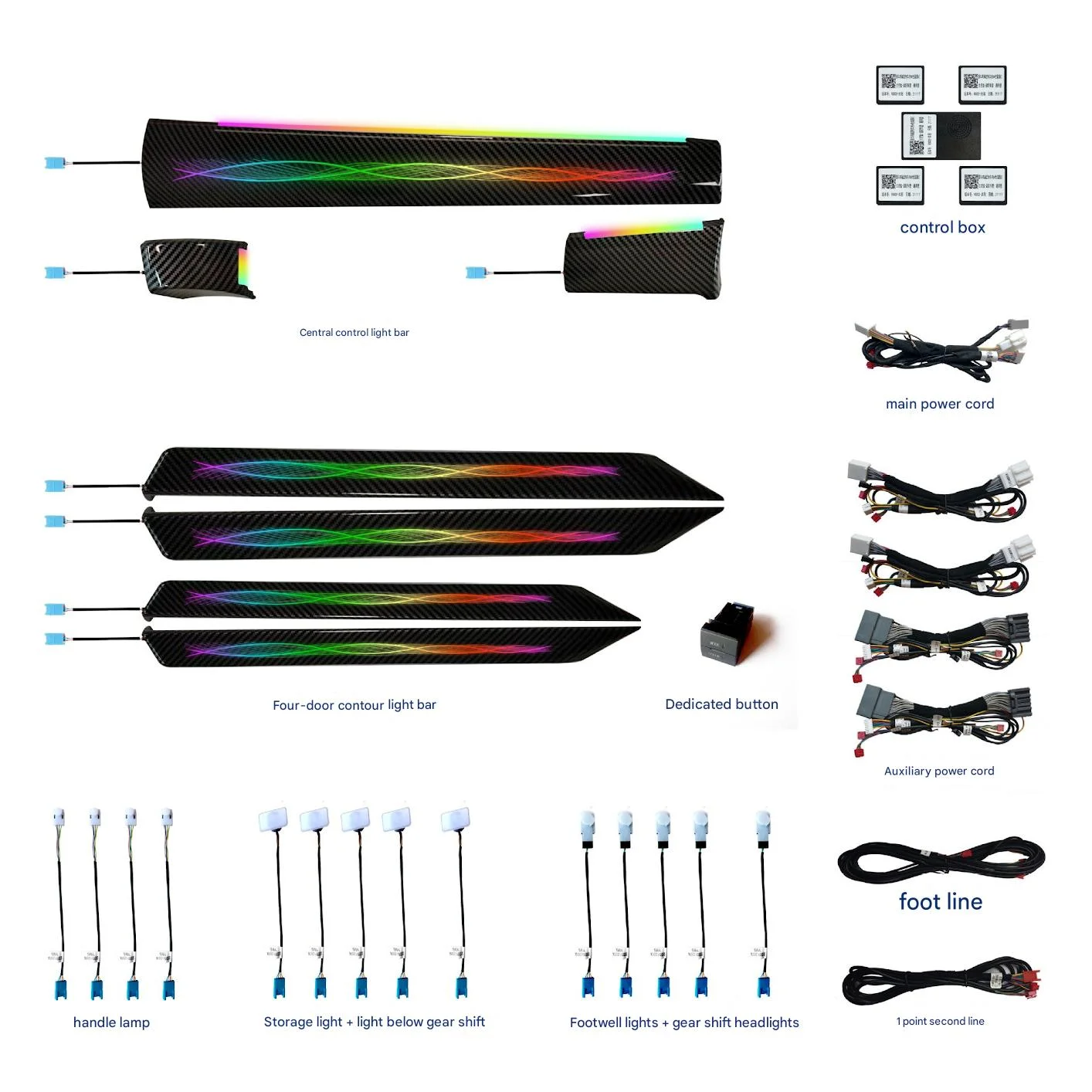 Фото Для Honda Civic INTEGRA 16-21 22: комплект светодиодной RGB-подсветки с эффектом переливающихся цветов, управление через приложение, голосом и кнопками, декоративный комплект для создания атмосферы в автомобиле. №1