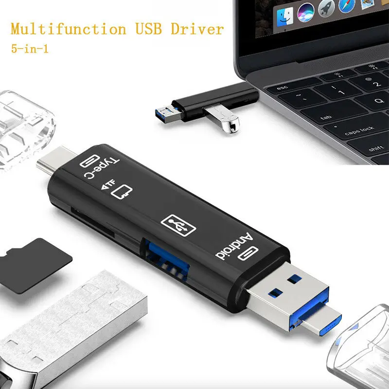 5 in 1 multifunction type c otg memory card reader micro usb 3 1 usb c tf adapter mobile phone accessories for xiaomi android pc free global shipping