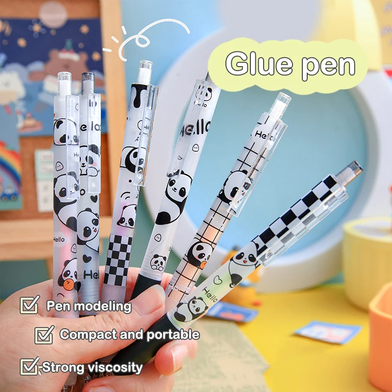 Cute Panda Dot Glue Pen Solid Glue Stick Pen Shape Quick-drying High Viscosity Creative Students Stationery