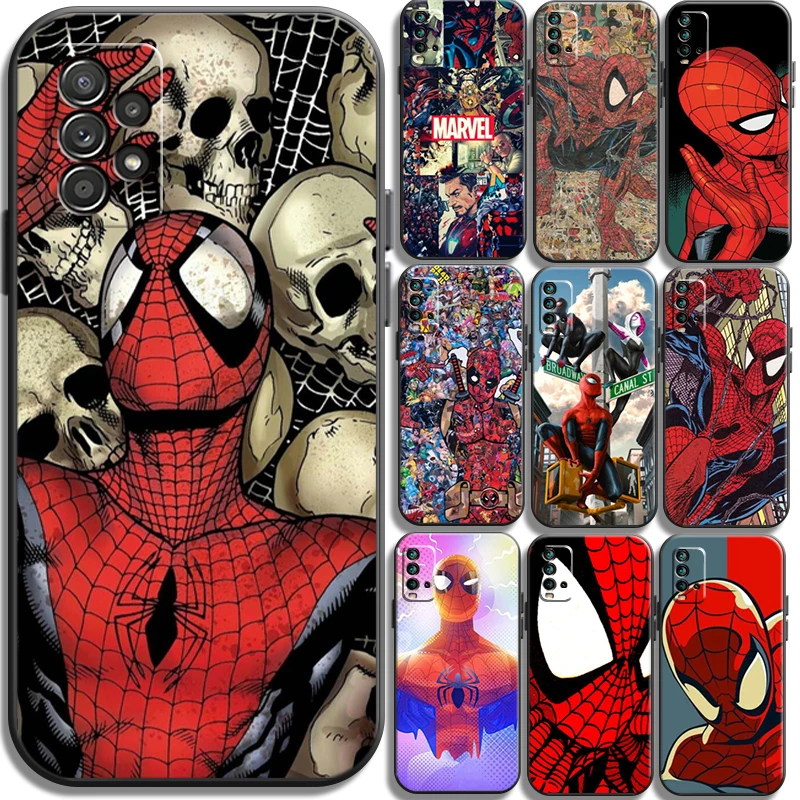 

Marvel Spiderman Phone Cases For Xiaomi Redmi Note 9 Pro 10 10S 10 Pro POCO F3 GT X3 GT M3 Pro X3 NFC Coque Funda Back Cover