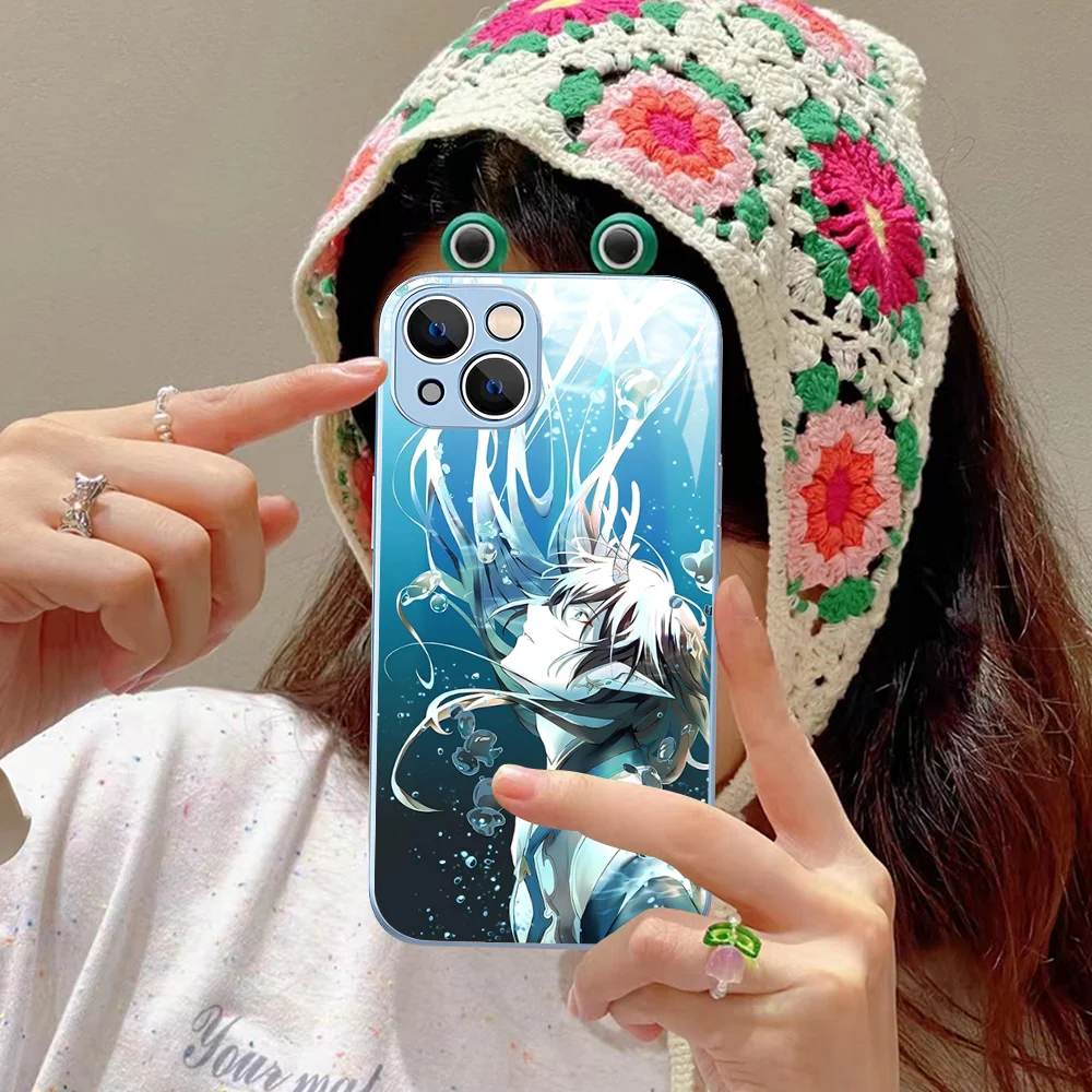 H-Honaki B-Blade x Dan Heng Phone Case Tempered Glass For iphone 14 13 12 11 Pro Mini XS MAX 14Plus X XR Fundas