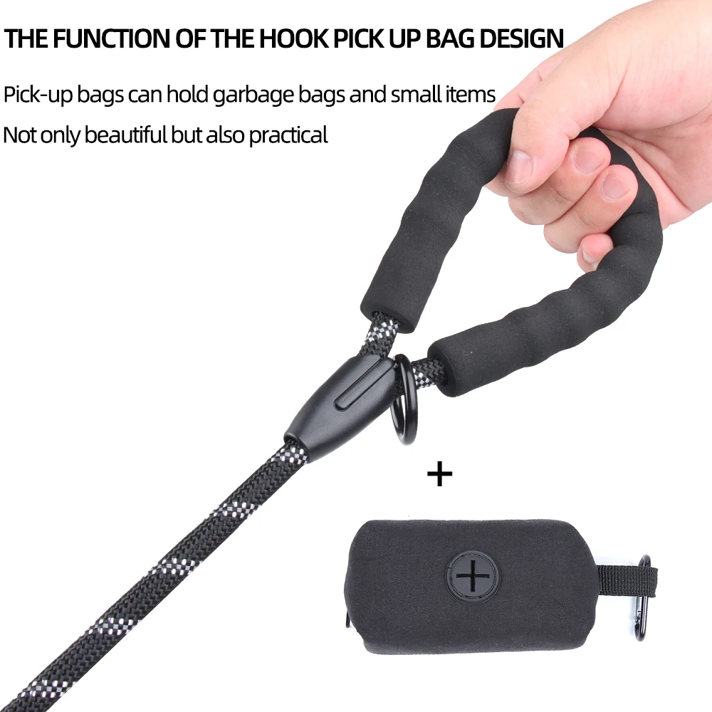 

Pet Nylon Leash Outdoor Safety Leashs To Prevent Dog From Bursting Traction Rope Garbage Bag Set For Cat Dogs Accessories