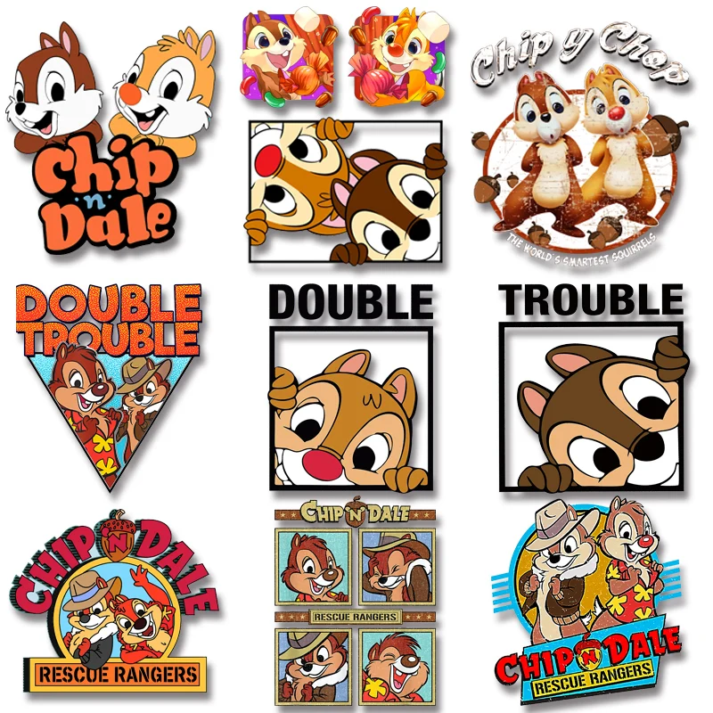 Chip n Dale Disney Movie Iron-on Transfers Heat transfer stickers for t shirt Thermal transfer Patches for clothing