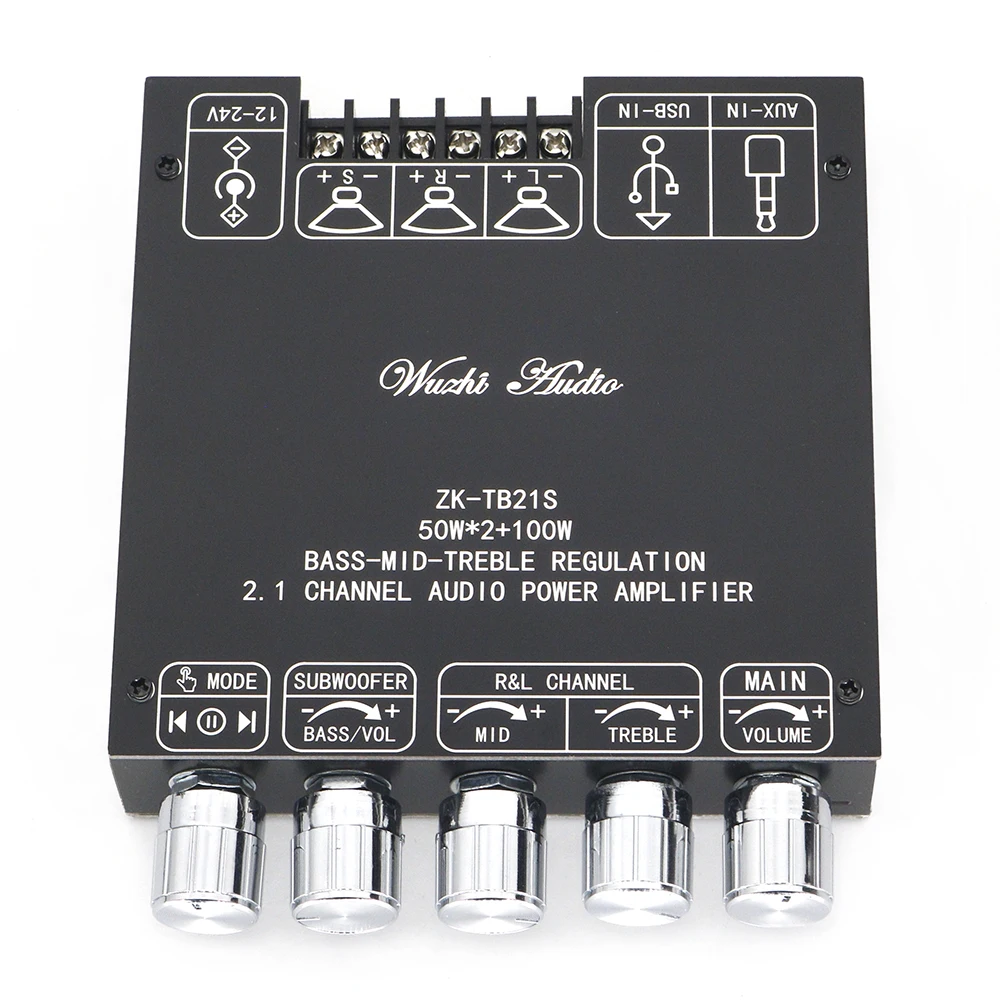 ZK-TB21S TPA3116 2 1 каналов Bluetooth 5 панель усилителя сабвуфера 50 Вт x2 + 100 Плата мощности