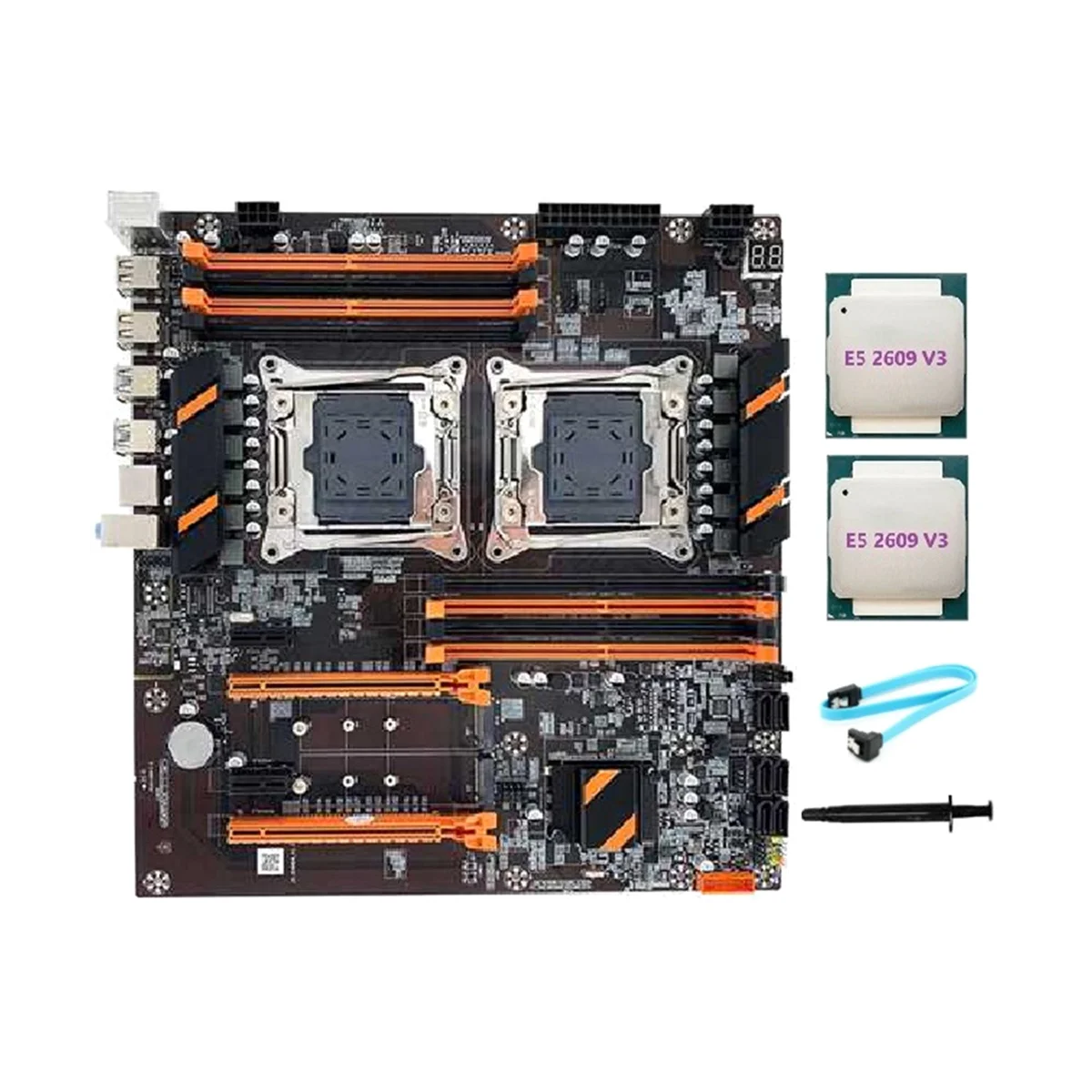

Материнская плата X99 с двумя процессорами LGA2011, поддержка DDR4 ECC, материнская плата + 2X E5 2609 V3 процессор + кабель SATA + термопаста