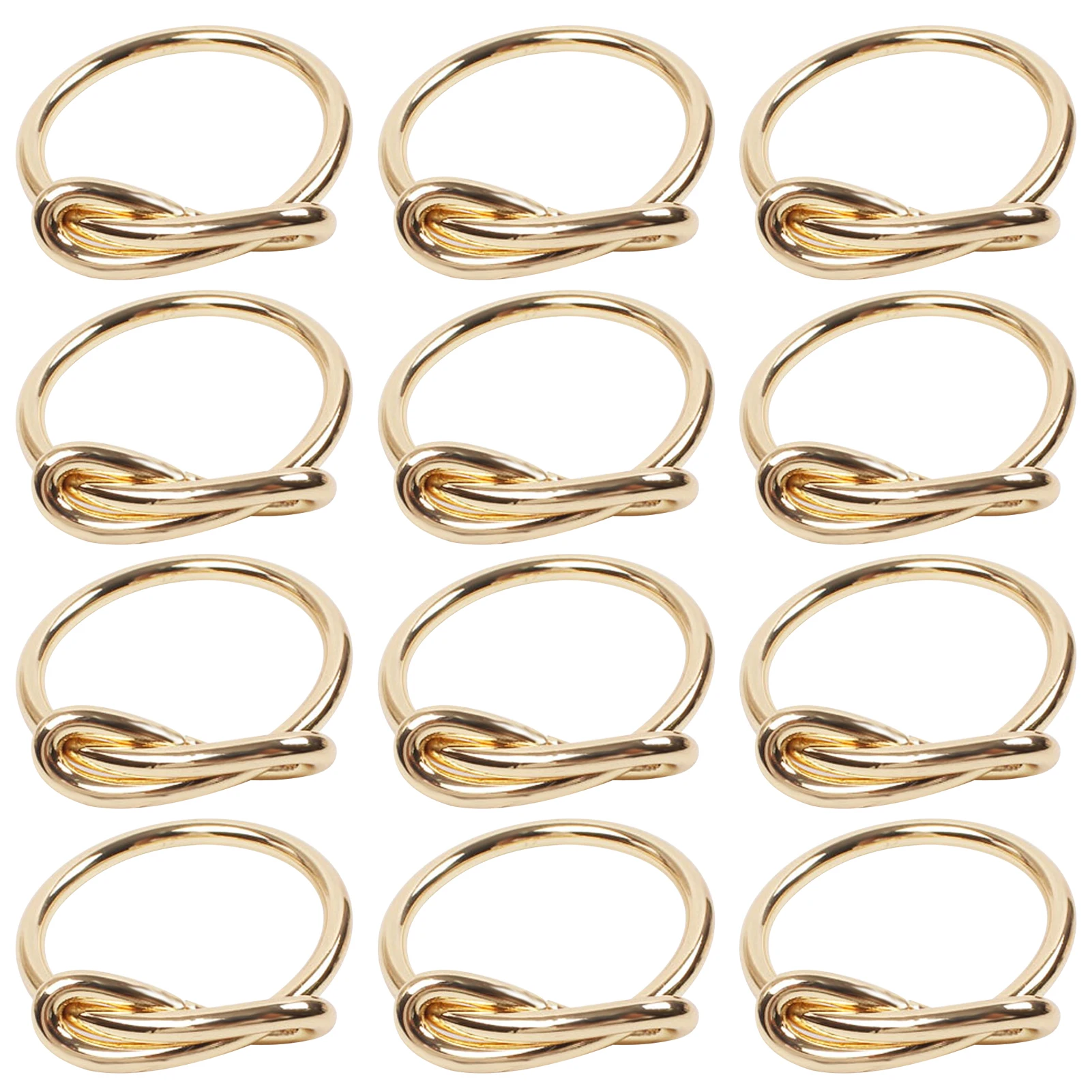 

Набор из 12 прочных золотых колец для салфеток, декор для стола, свадьба, Круглый узел-бабочка, металлический милый подарок, современный простой и простой в чистке