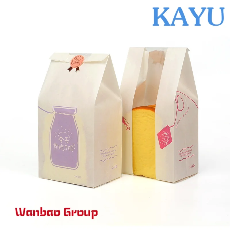 

Greaseproof wholesale toast bread packing take away kraft paper bag with a transparent window