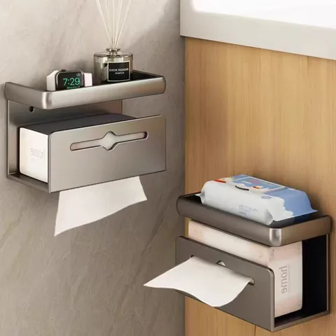 Держатель для туалетной бумаги без перфорации, настенный, с двойным выходом для бумаги, вешалка для салфеток в ванной комнате, подставка для мобильного телефона, органайзер