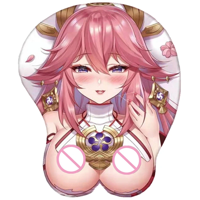 

New Gaming Computer Mouse Pad Hot Genshin Impact Yae Miko Mouse Mat with Wrist 3D Silicon Super Soft 2 Way Milk Silk Fabric
