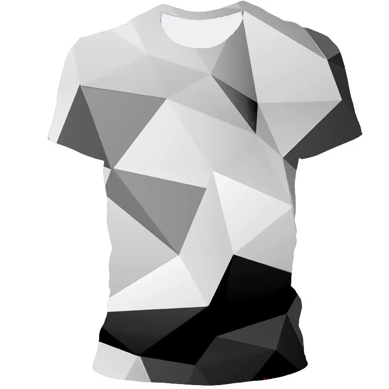 2021 Men's New Fashion 3D Printing Three-Dimensional Colorful Pattern Short-Sleeved Round Neck Casual T-Shirt |