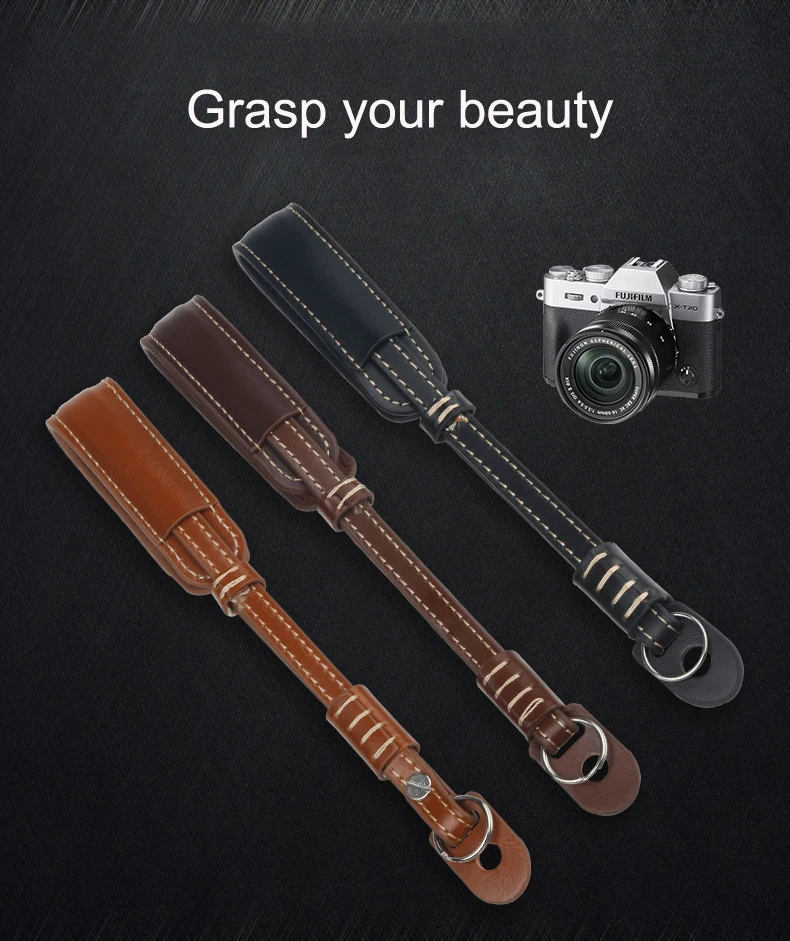 Ремешок на запястье из ПУ кожи для DSLR-камеры Nikon Canon SONY Fujifilm Olympus Panasonic Pentax черный