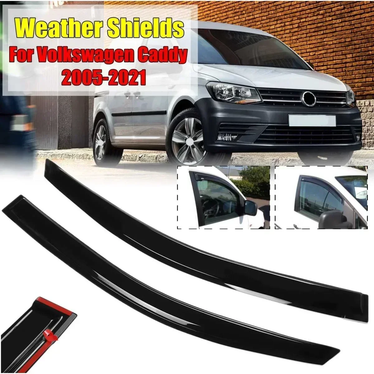 

Дефлектор бокового окна для Volkswagen Caddy 2005 2006 2007 2008 2009 2010-2021, защита от солнца и дождя, защита от атмосферных воздействий, комплект кузова