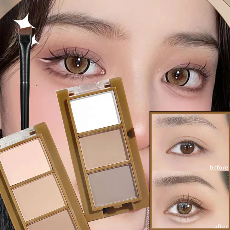 

3 Colors Portable Eyebrow Powder Palette Waterproof Eyebrow Enhancer Pigment Long-lasting Eyebrow Makeup Cosmetic Wholesale
