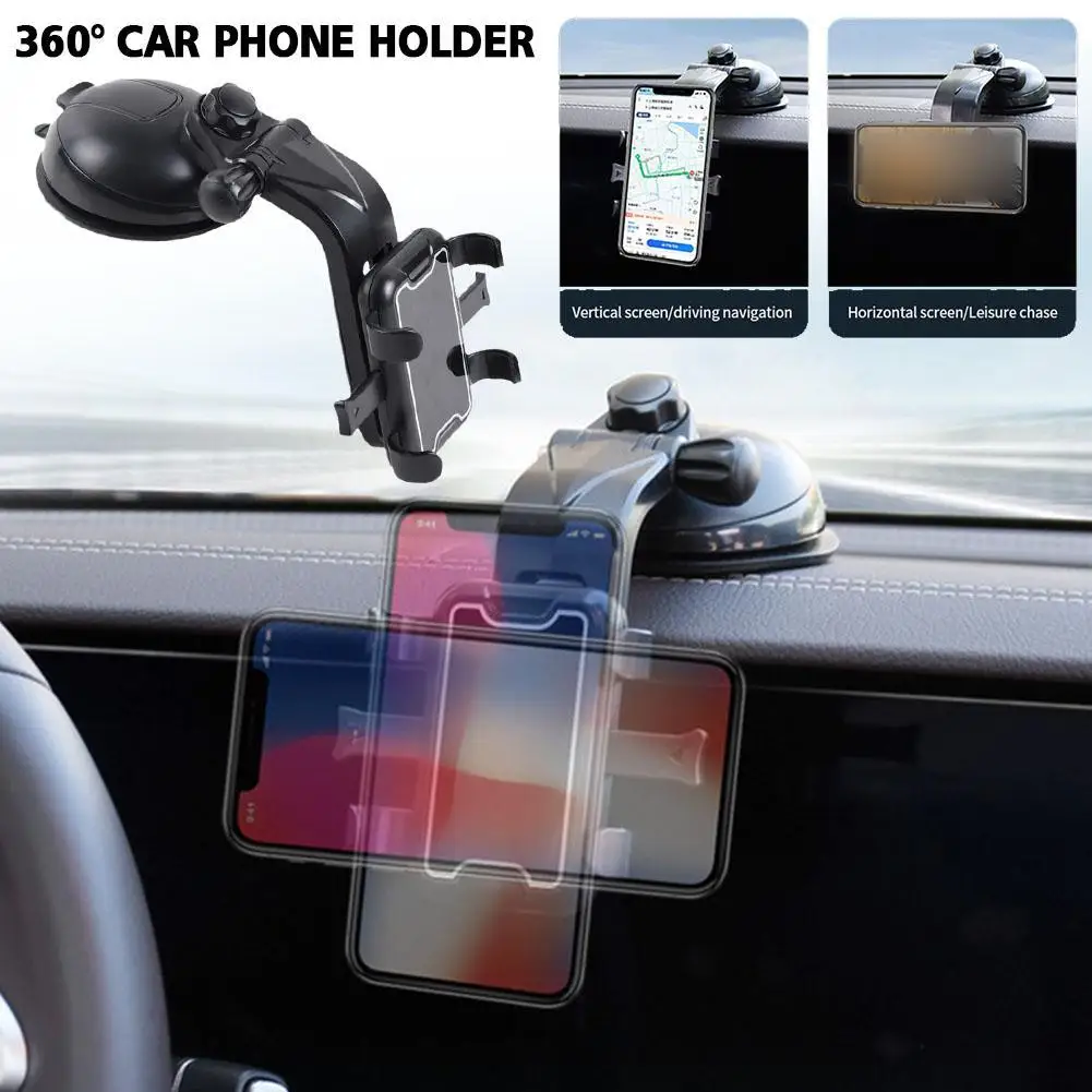 

1pcs 360 Degree Car Phone Holder Dashboard Windscreen Desktop Suction Cup Holder For All Electronic Devices From 3.5" To 6.5