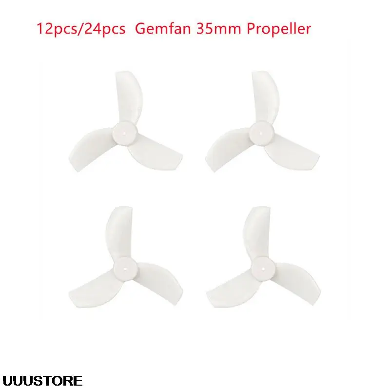 

12pcs/24pcs Gemfan 35mm 3-Blade Propellers 1.0mm Shaft 4PCS suitable for 1mm shaft 0802SE Brushless Motors For Meteor65 Pro