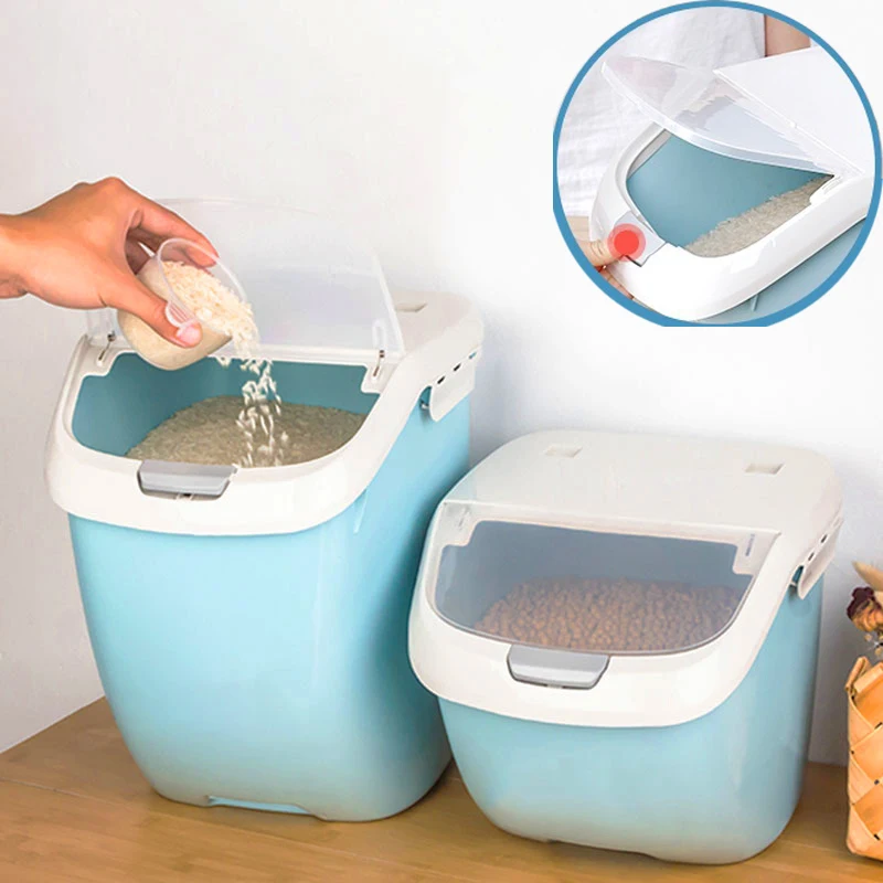 

Kitchen Rice Storage Container Moisture-proof Kitchen Grain Legume Dispenser Clamshell Pet Food Storage Box Kitchen Storages Box