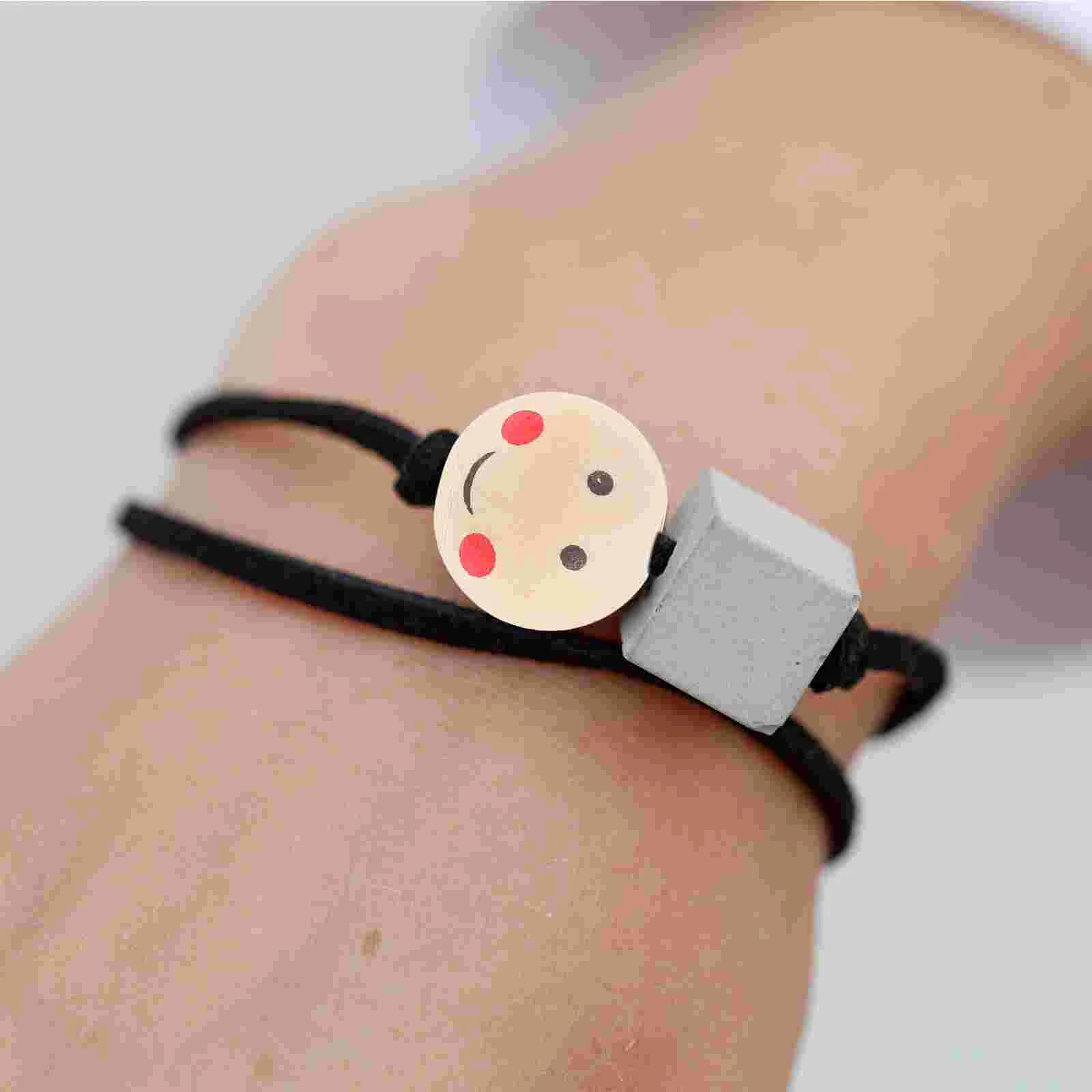 

50 Pcs Wooden Beads Kids Crafts Natural Head Face Holes Unfinished Child Small