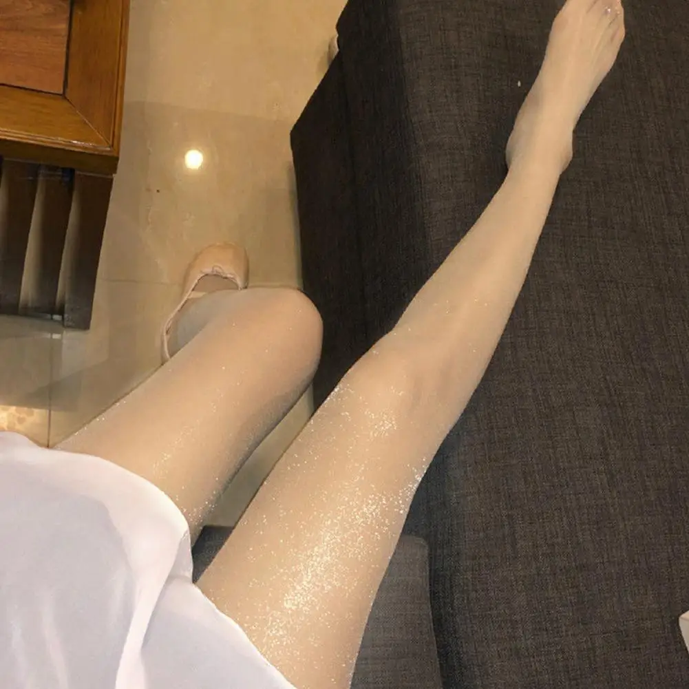 

Sexy Charming Shiny Pantyhose Pearlescent Thin See-through High Elasticity Skinny Glitter High Waist Lady Stockings for OL