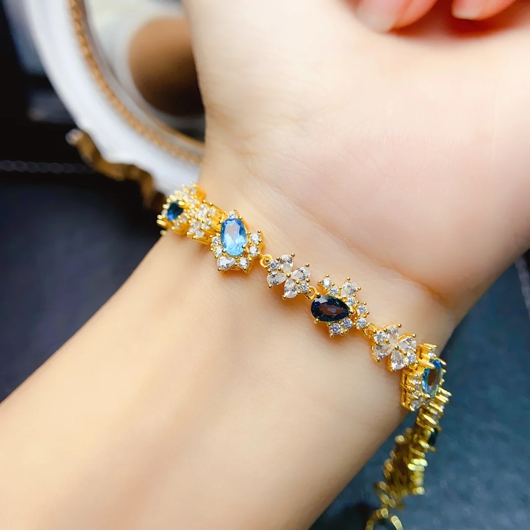 FS 4*6 мм браслет из натурального топаза стерлингового серебра S925 для женщин