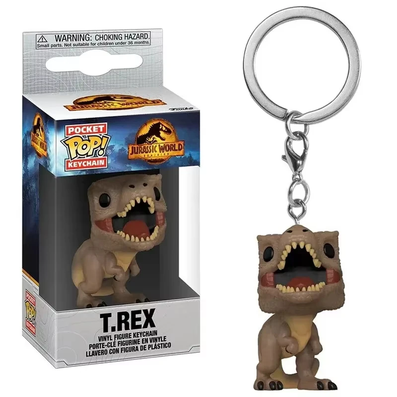 Фото Коллекционные фигурки FUNKO POP: Мир Юрского периода, Тираннозавр, Велоцираптор, Синий Аквилопс, Теризинозавр, виниловые фигурки Pocket Pop, брелоки, подарки №4
