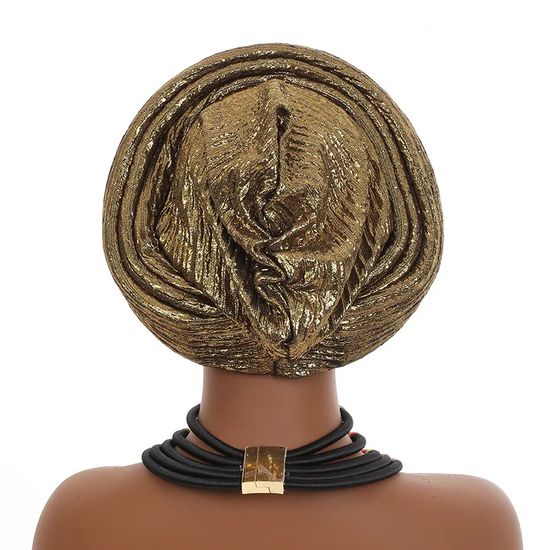 Блестящий тюрбан с двойной губкой в африканском стиле женская головная повязка