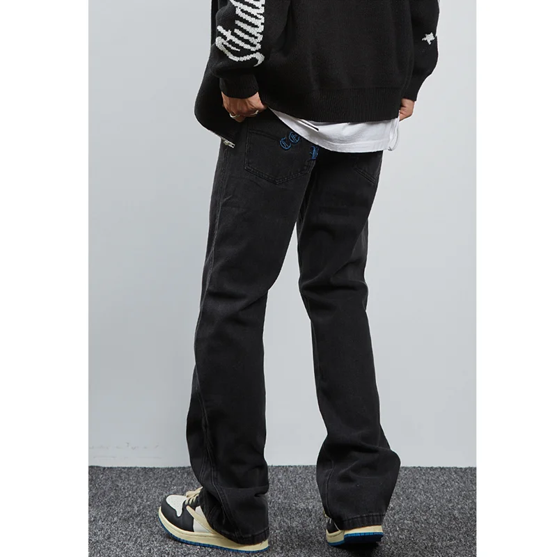 Streetwear Men HIGH STREET Letter Embroidery Fashion New Vintage Temperament Comfortable Straight Pants Autumn and Winter Female