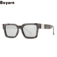 boyarn marble square uv400 shades modern retro sunglasses ins fashion street shooting sunglasses
