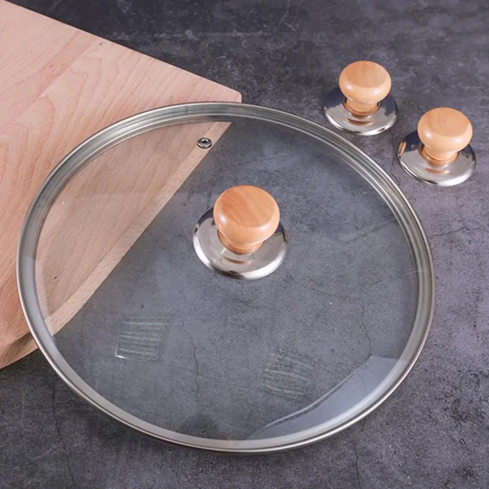 

2 Pcs Pot Head Cap Easy to Install Anti-scalding Universal Long-lasting Smooth Surface Lid Handle with Screws Cookware Part