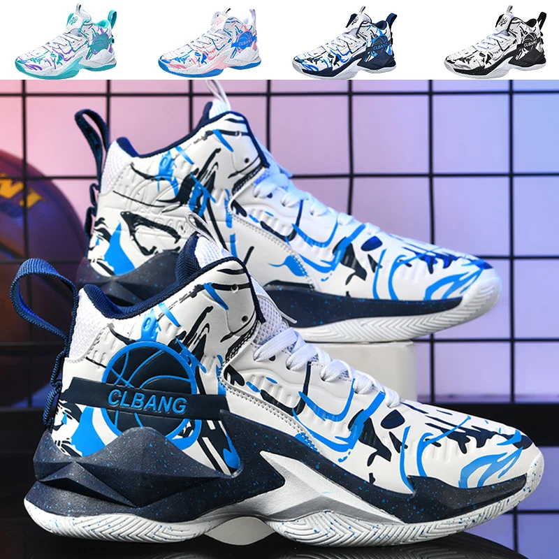 Breathable Confortable Sports Shoes Big Size High Top Couple Breathable Basketball Sneakers Outfit