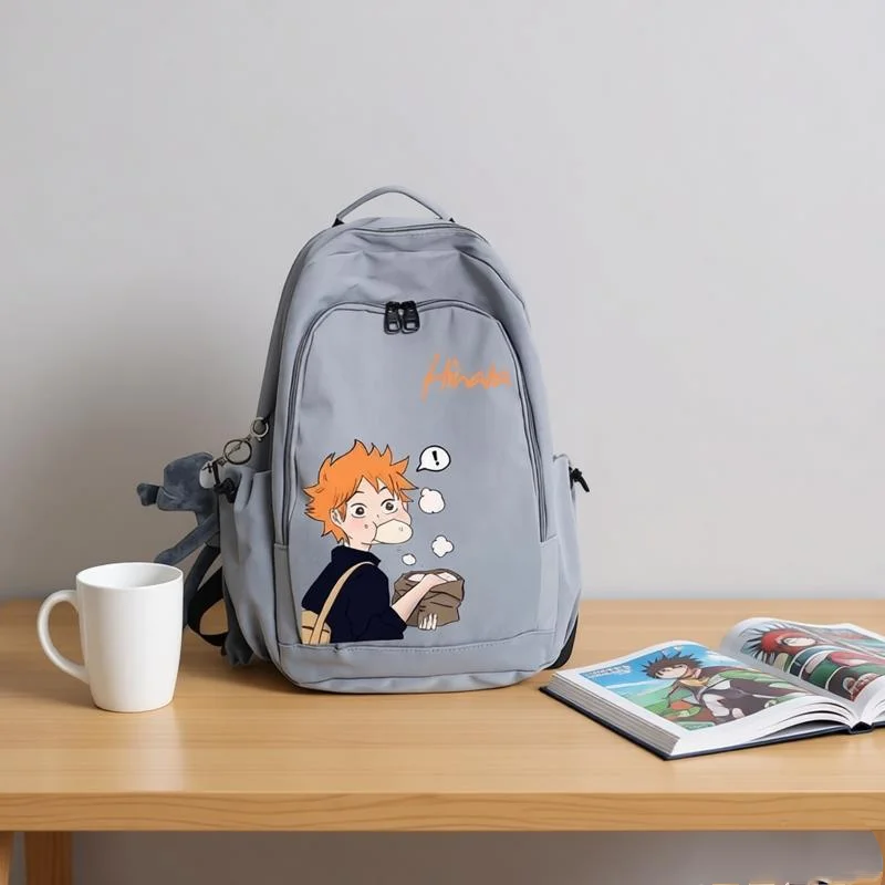 Фото Водонепроницаемый рюкзак-итабэг Haikyuu Hinata Shoyo из нейлона с подвеской-куклой, для хранения учебников, для студентов, для занятий спортом на открытом воздухе, подарок для фанатов №3