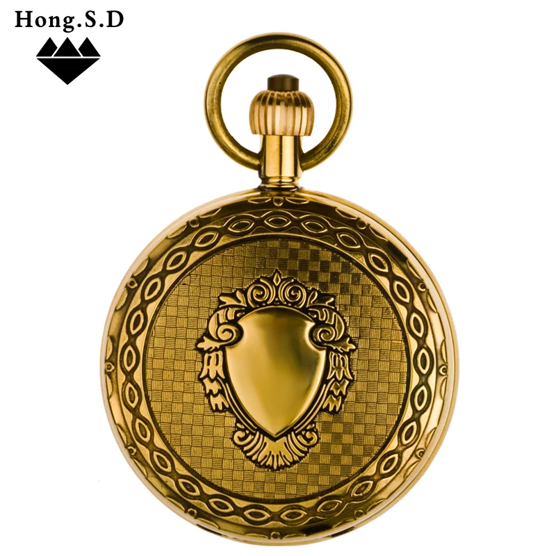 

Часы наручные из чистой меди и латуни, автоматические механические карманные ретро-часы с откидной крышкой, в стиле старого Шанхая, карманн...