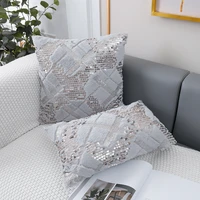 gray 45x45cm cushion cover sequins lattice decorative pillow cover soft sofa pillow cover with concealed zipper throw pillows