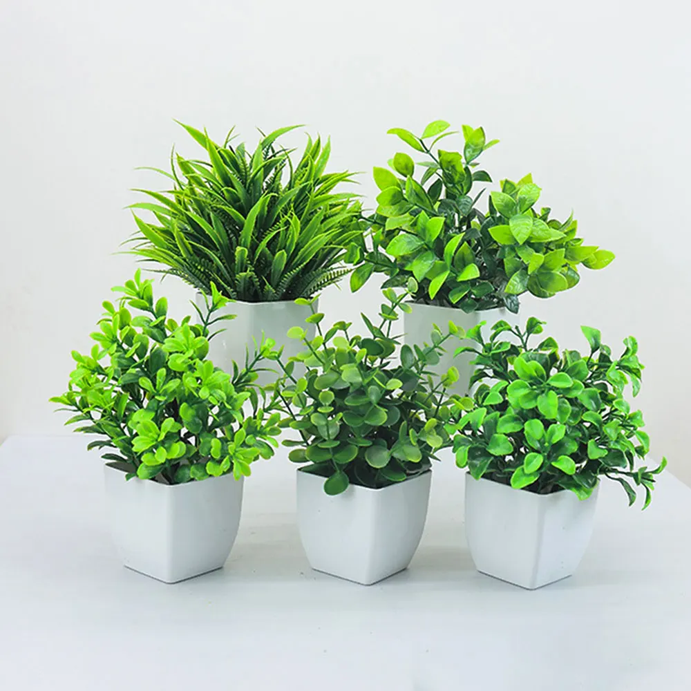 Искусственный бонсай зеленое искусственное растение цветок эвкалипта горшечное