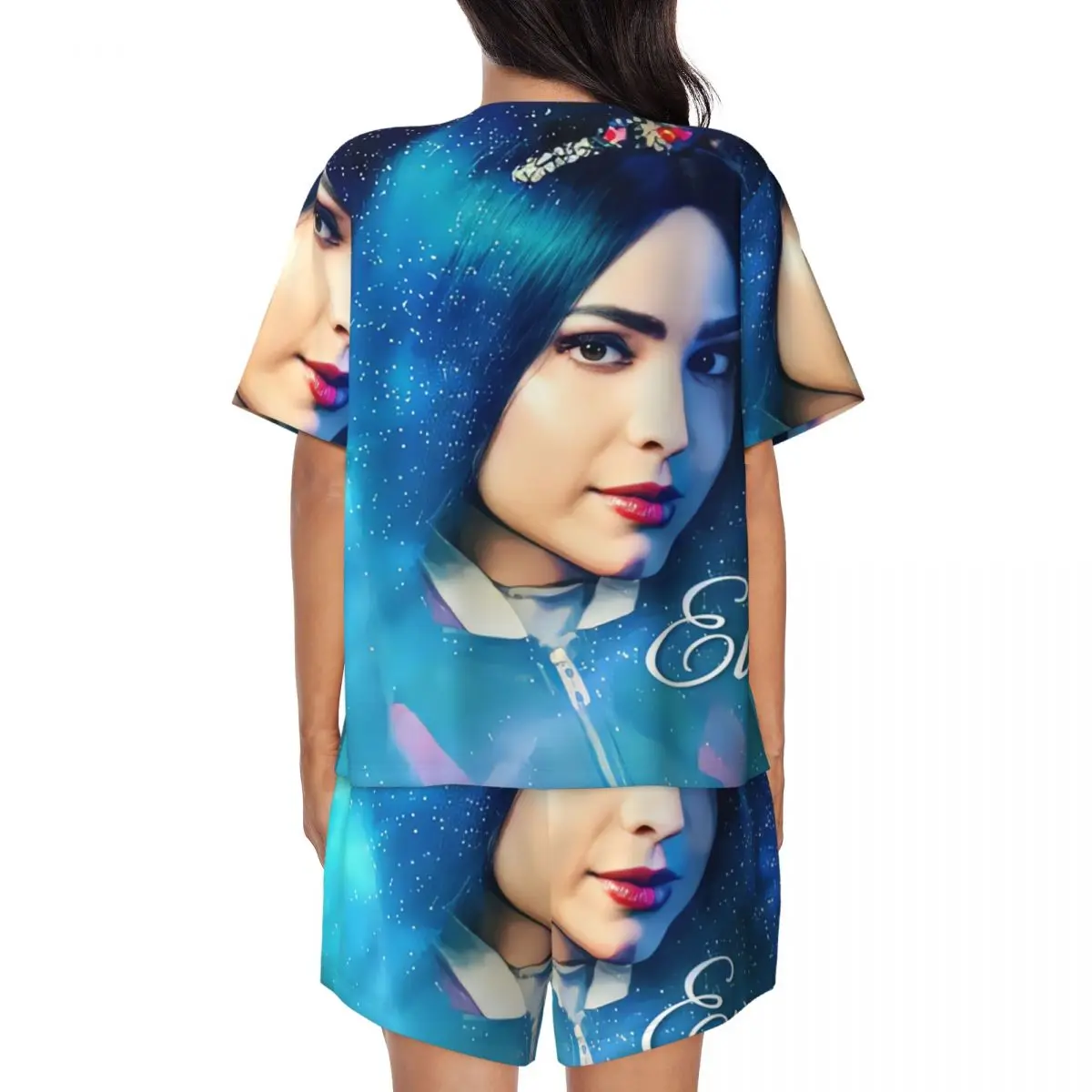 Пижамный комплект голубой принцессы Evie с принтом на заказ женская одежда для сна