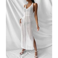new sexy hollow fishnet dress mesh maxi knit women party club see through body long dresses summer beach holiday outfit s3xl