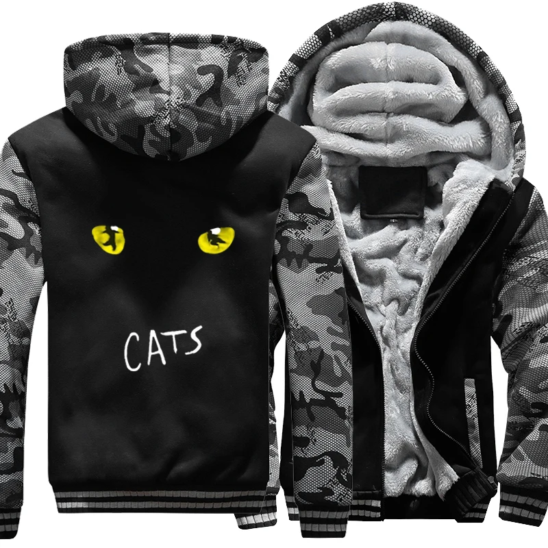 

Cats Funny Winter Jacket Streetwear Men Warm Thicken Hoodies Camouflage Fleece Zipper Hoodie Oversized Sweatshirts Hooded Coats
