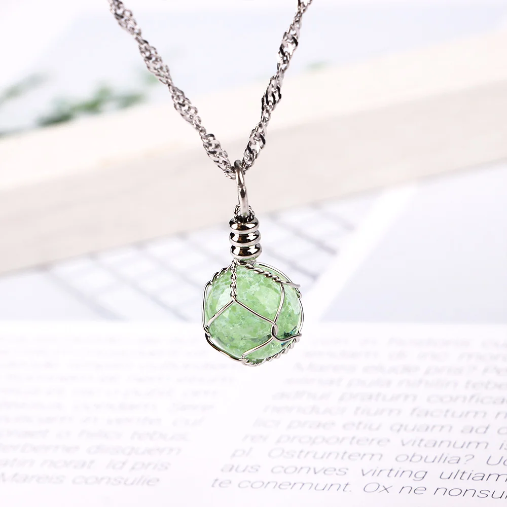 NEW Creative Luminous Crystal Ball Pendent Necklace Green Blue Glow In The Dark Necklace For Women Jewelry images - 6