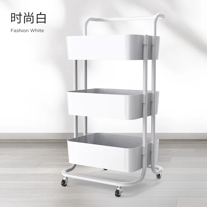 

2023 Year New AOLIVIYA Kitchen Trolley Rack Movable Floor Baby Products Multi-functional Snack Fruit and Vegetable Storage Rack