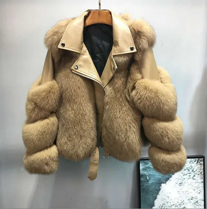 2022 Autumn and Winter Slim Fit Imitation Fox Fur Large Size 4XL Coat Fashion Short Splicing Fur Coat Black Pink Gray Fur Coat