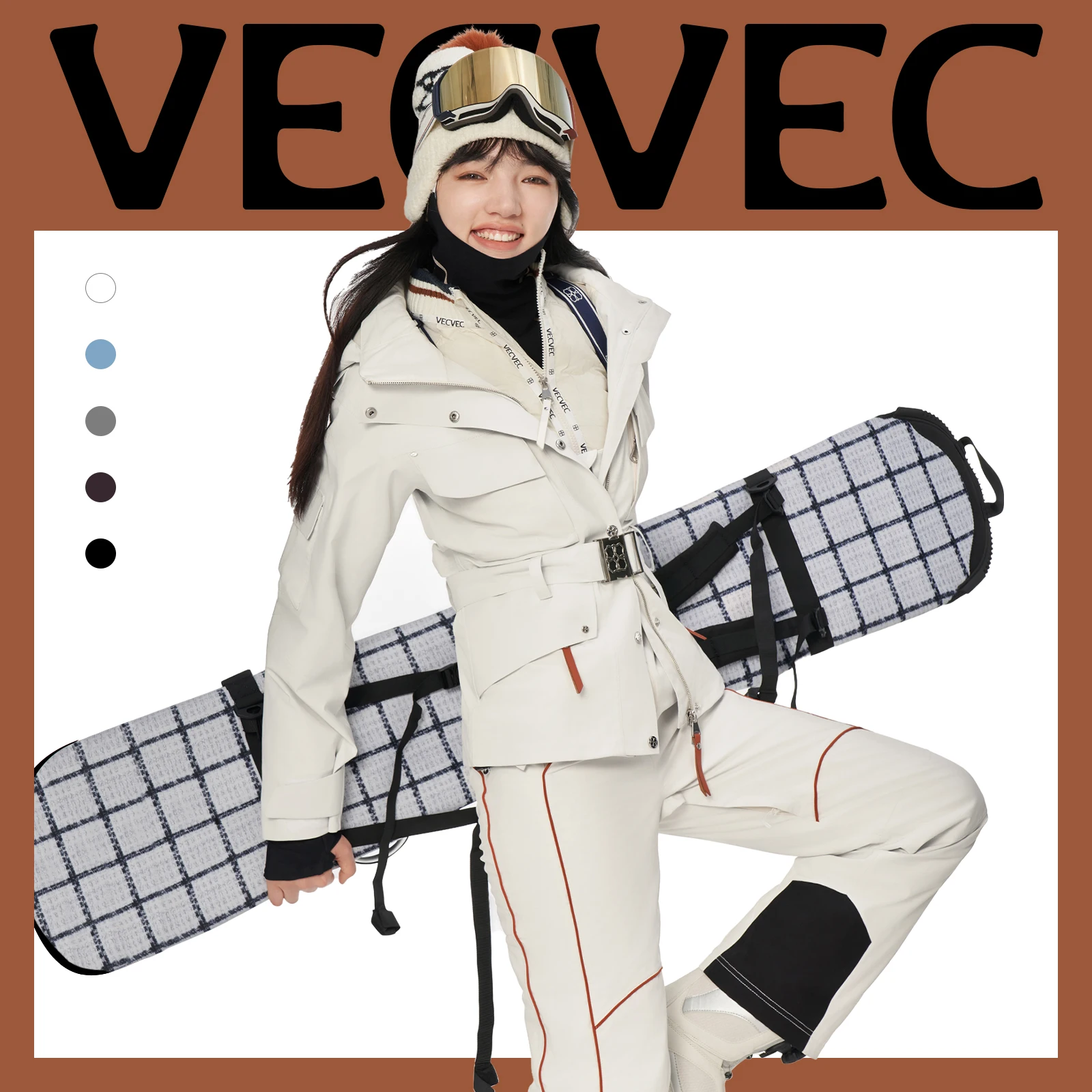 Фото VECVEC одно- и двухбортная лыжная куртка Freestyle 3L Lamb Fleece женское издание теплая ветрозащитная водонепроницаемая дышащая прочная №3