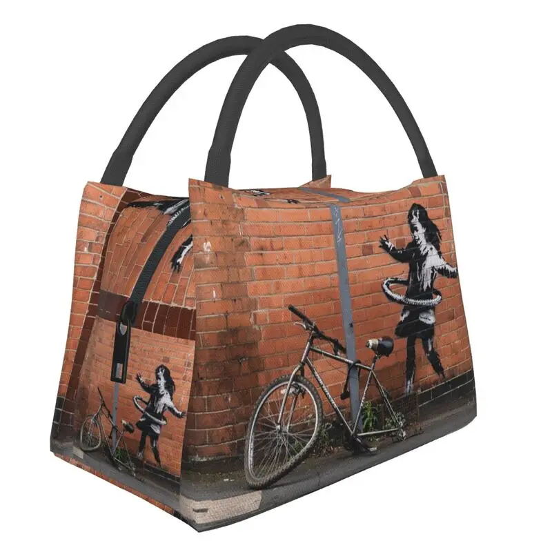 

Banksy Insulated Lunch Bag for Outdoor Picnic Graffiti Street Art Portable Thermal Cooler Lunch Box Women Shoulder Bag