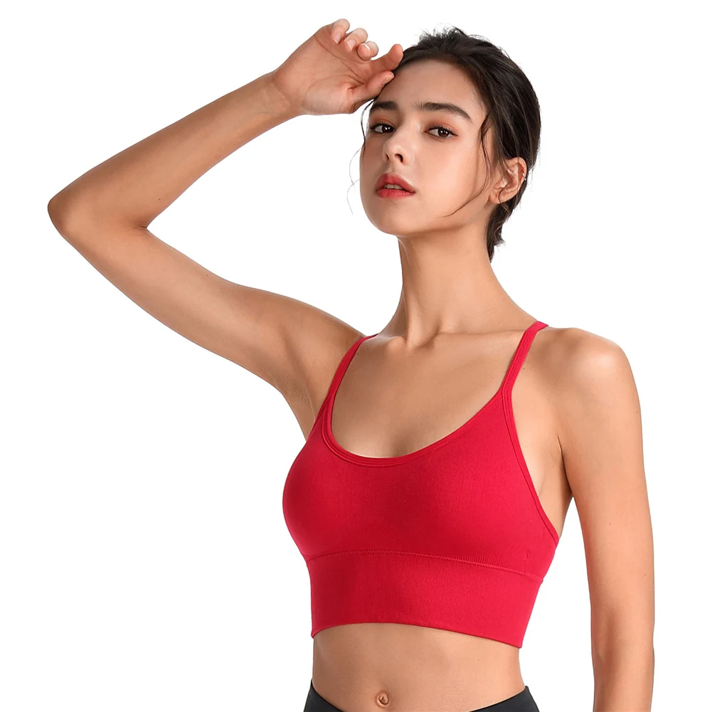 

Racerback Yoga Sports Bra Shockproof Quick-Dry Running Underwear Beautiful Back Stretch Hem Fitness Bralette