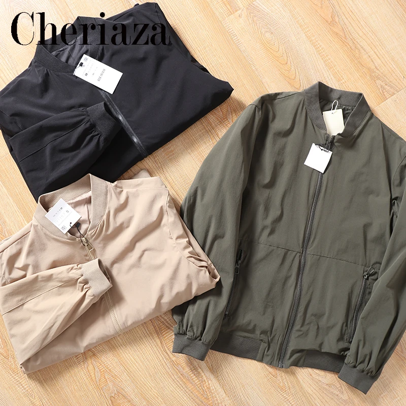 

2022 Spring Autumn Man New Army Green Thin Jacket Long Sleeves Solid Color Zipper Outerwear Fashion Simple Top Male Coat