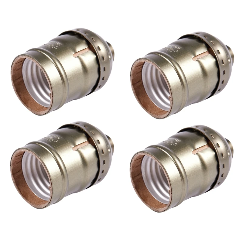 

4X Vintage Lamp Light Base Socket Holder Adapter E27 Bulbs -Suitable For Bare Bulb Features No Wire,Antique Brass