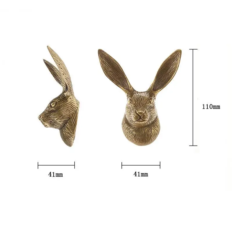 Ретро латунный кролик настенный крючок фон портал пальто милые животные