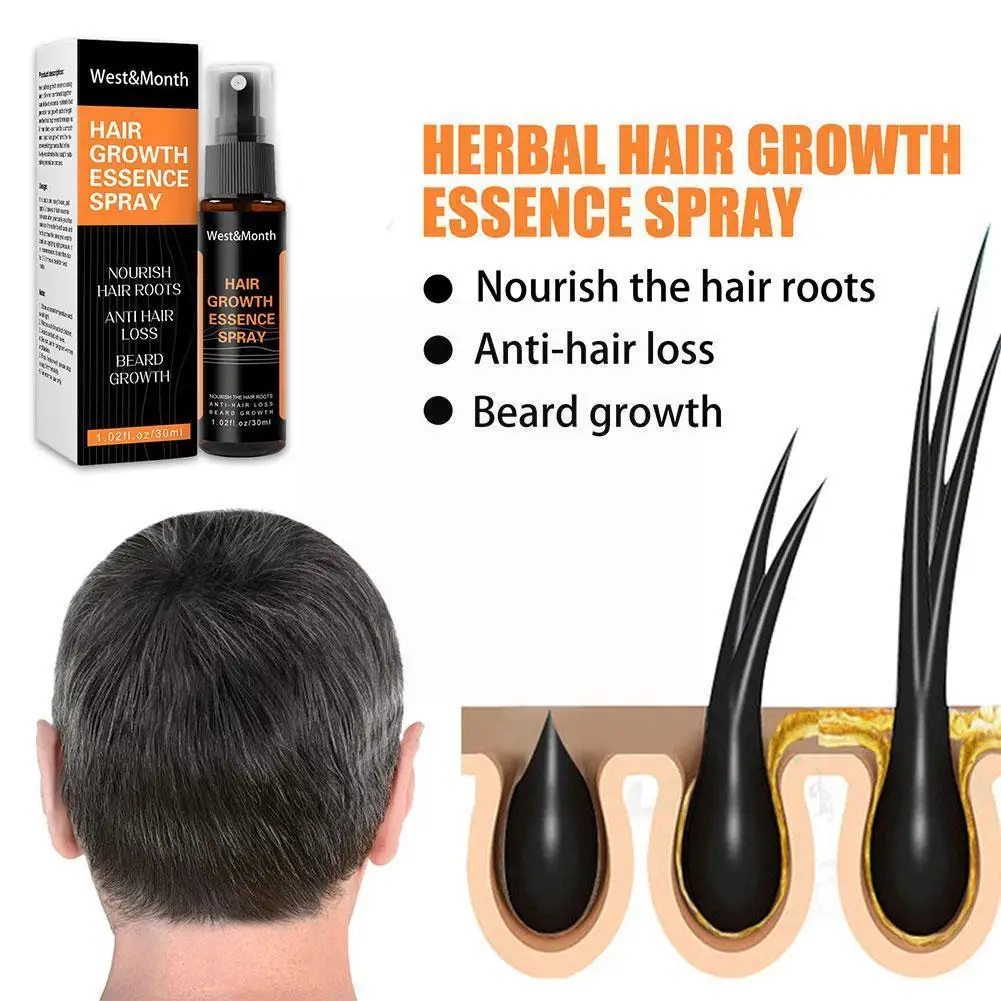 

30ml Hair Growth Spray Anti-fall Hair Growth Liquid Men's Growth Spray Essence Beard Growth Thick Essence Hairline V4q3