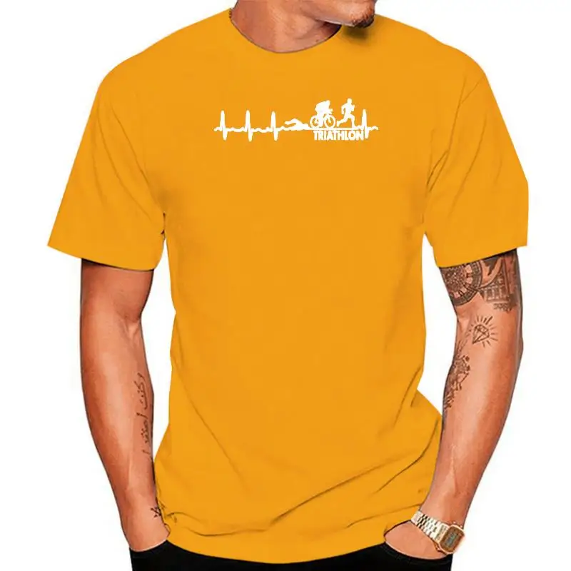 

Novelty Triathlon Heartbeat Sport T-Shirt Mens Short Sleeves Oversized Streetwear Hip Hop Printed T Shirts Top Tees